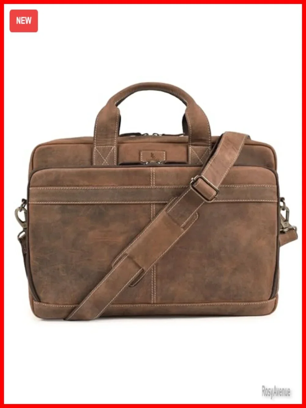 Full Grain Leather Messenger Bag for Men, 16